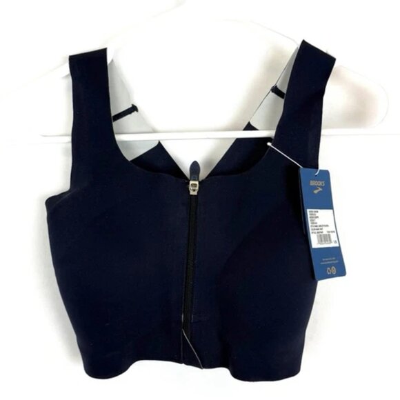 Brooks Women’s Dare Zip Run Navy Blue Sports Bra Size 32DD